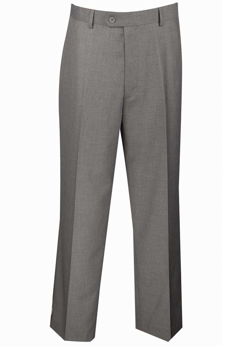 Mens Modern Fit Flat Front Dress Slacks in Grey - 28W