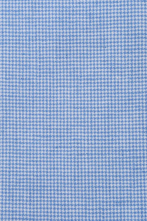 "Cotton Linen Men's Classic Two-Button Summer Blazer in Sky Blue Houndstooth"