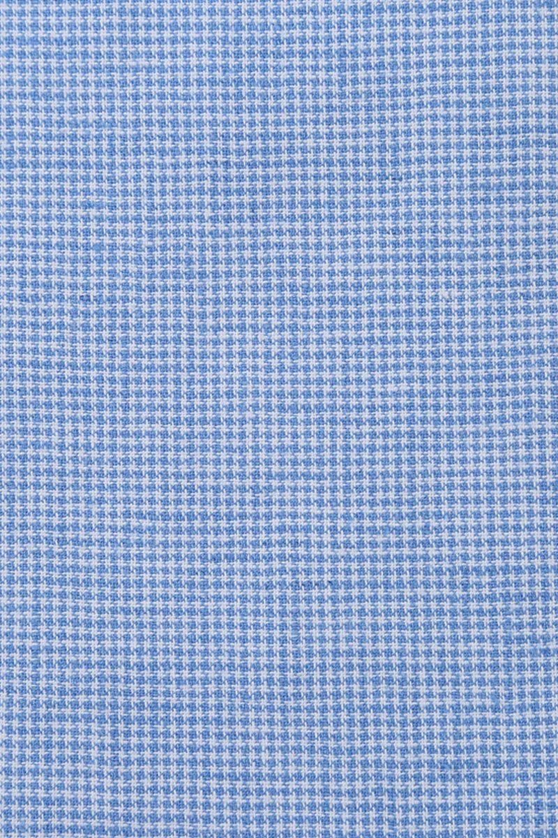 "Cotton Linen Men's Classic Two-Button Summer Blazer in Sky Blue Houndstooth"