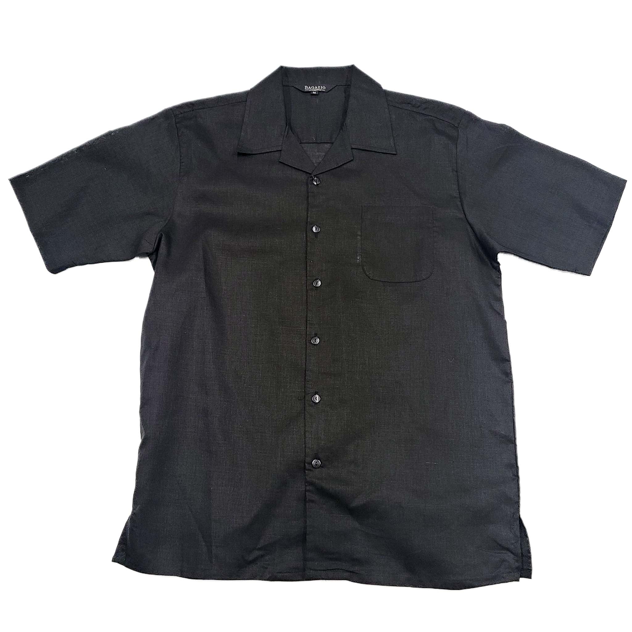 Mens Black Linen Shirt and Pants Casual Outfit Set - Small