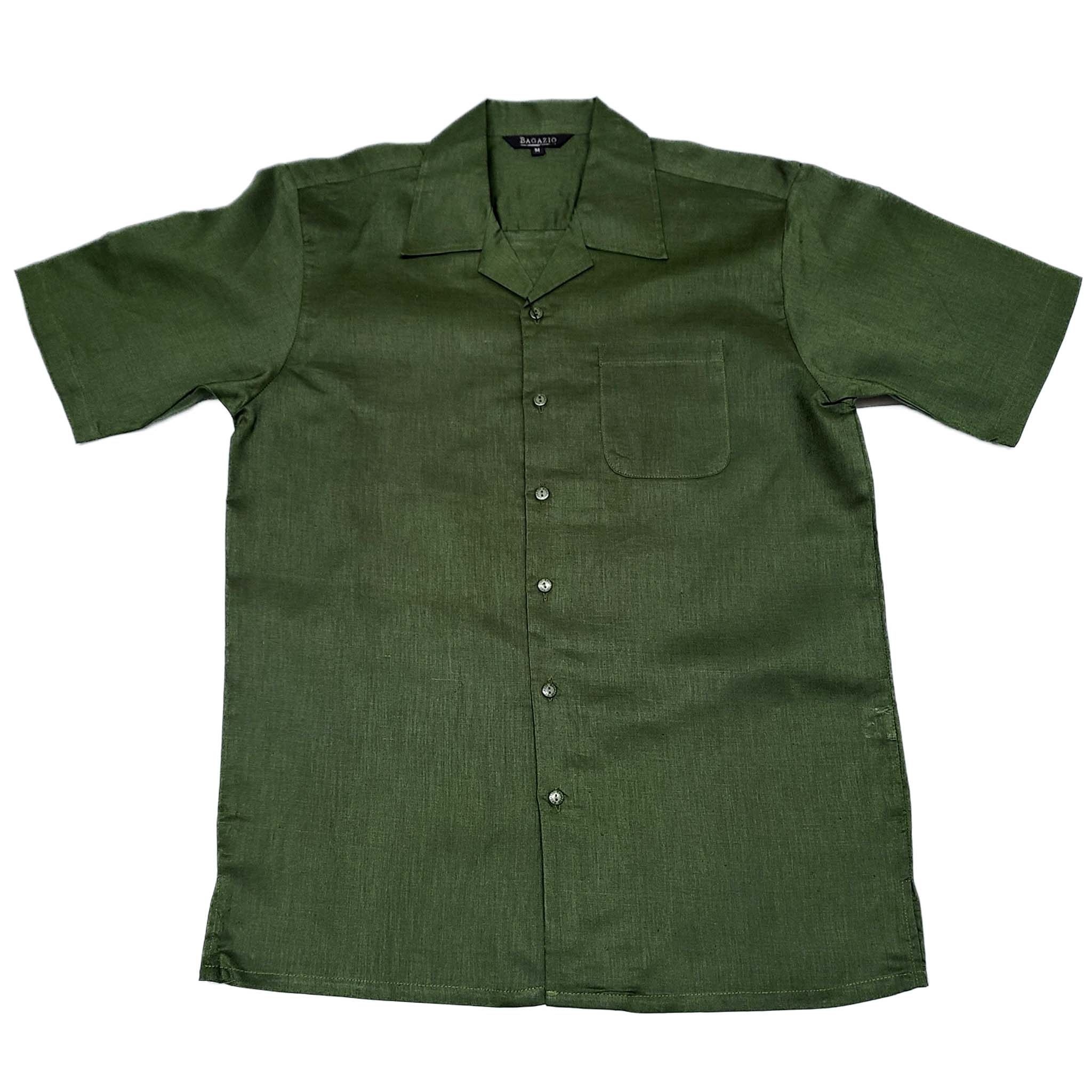 Mens Hunter Green Linen Shirt and Pants Casual Outfit Set - Small