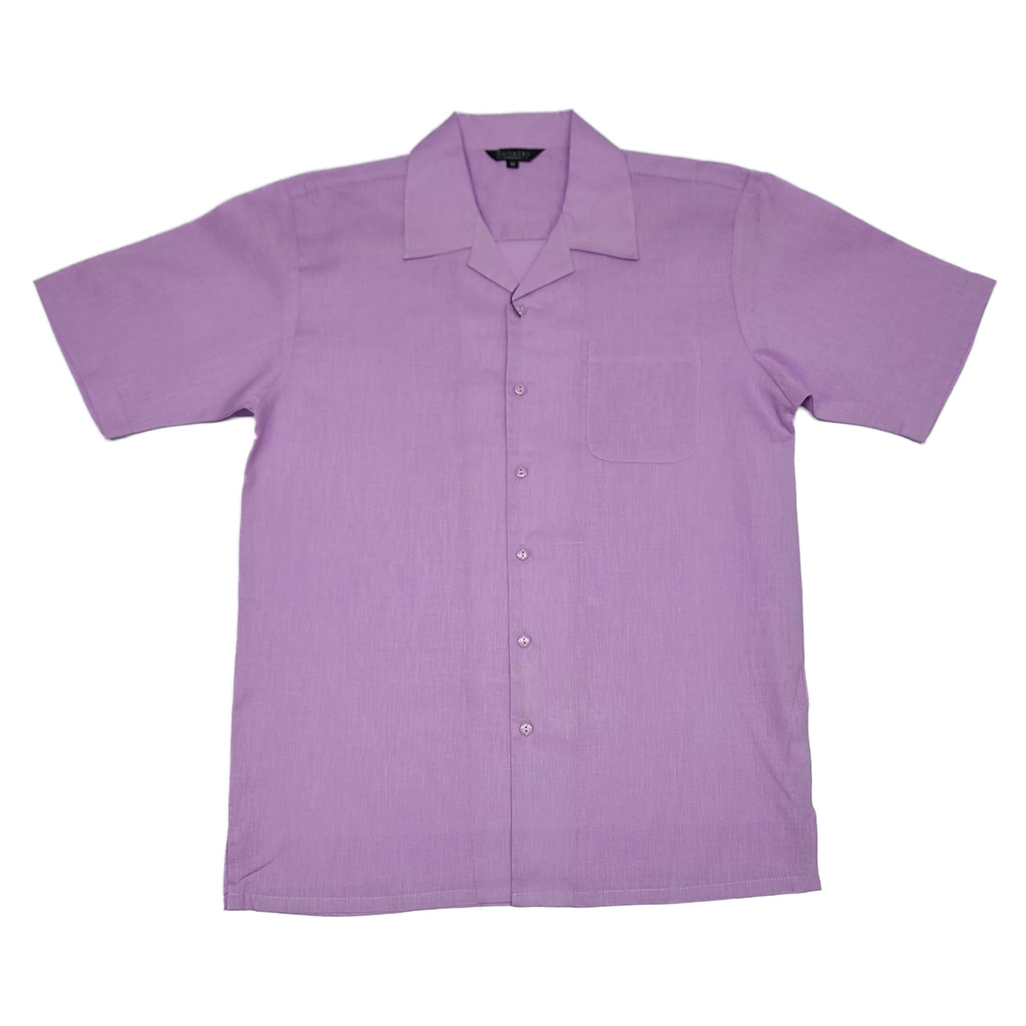 Mens Lavender Linen Shirt and Pants Casual Outfit Set - Small