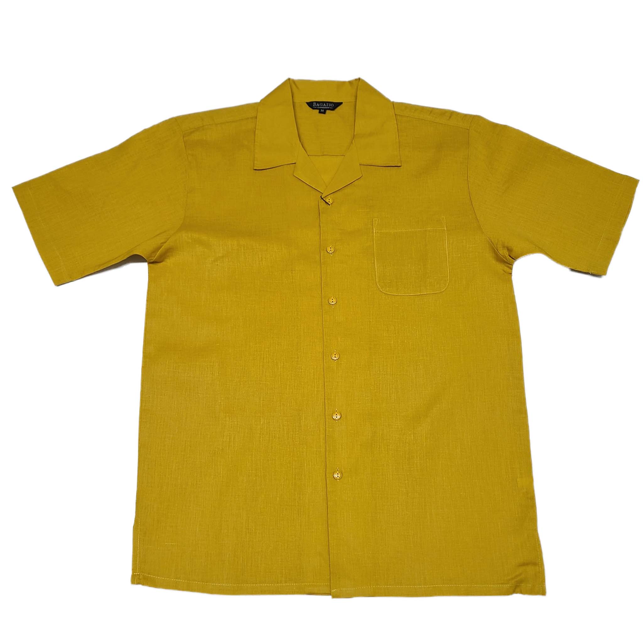 Mens Mustard Linen Shirt and Pants Casual Outfit Set - Small