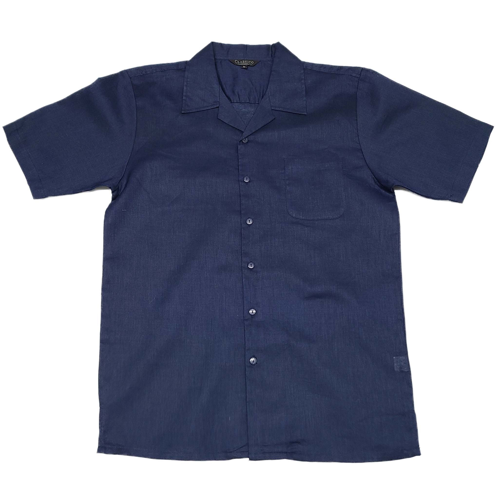 Mens Navy Linen Shirt and Pants Casual Outfit Set - Small