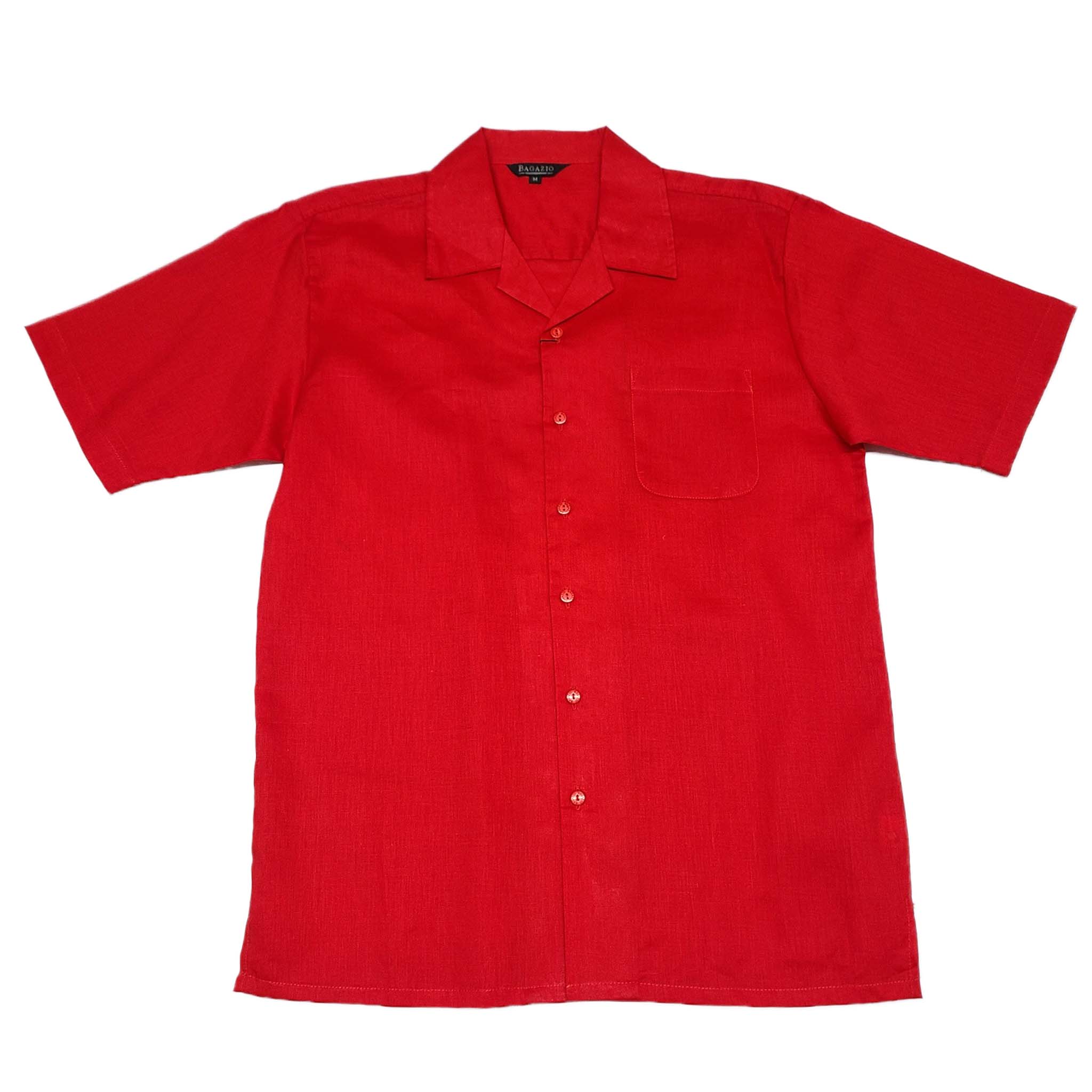 Mens Red Linen Shirt and Pants Casual Outfit Set - Small