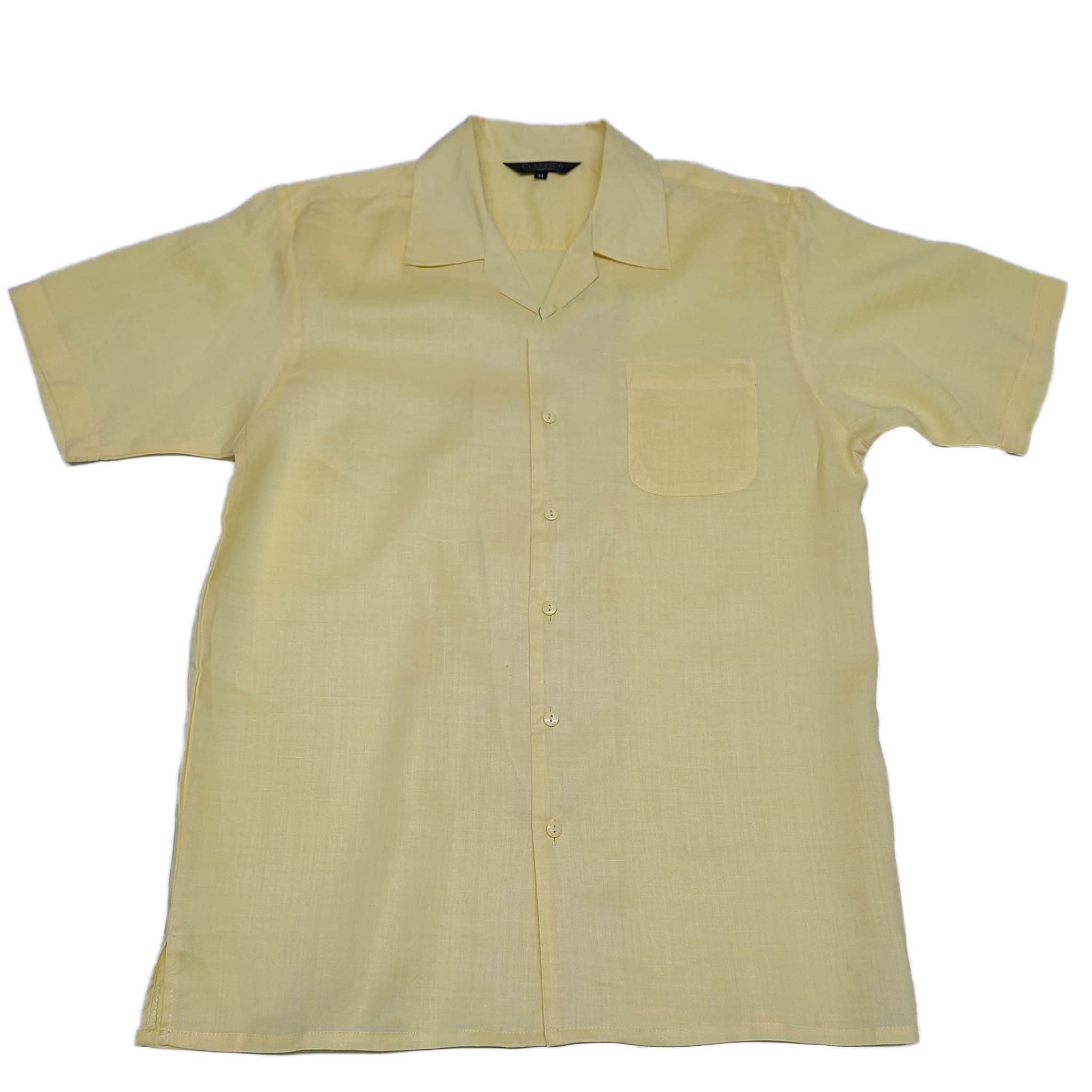Mens Yellow Linen Shirt and Pants Casual Outfit Set - Small