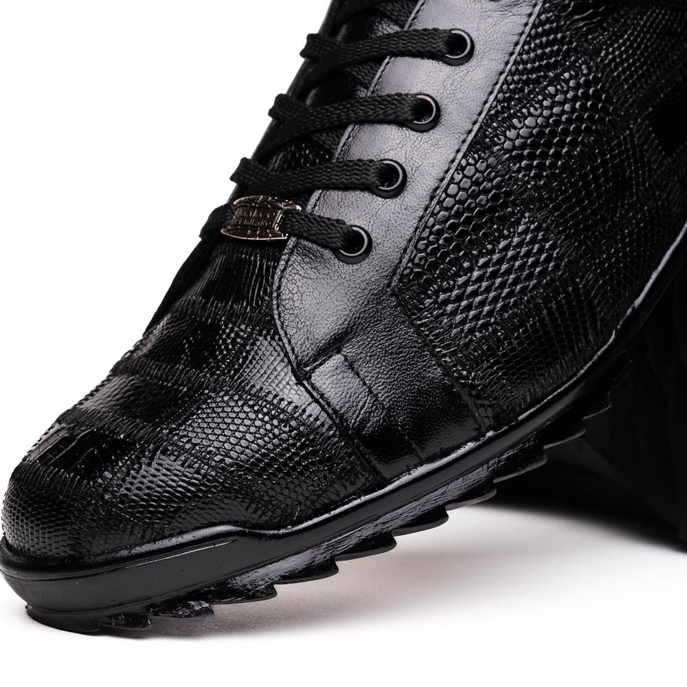 Marco Di Milano Bari Patchwork Lizard Sneakers in Black - 6