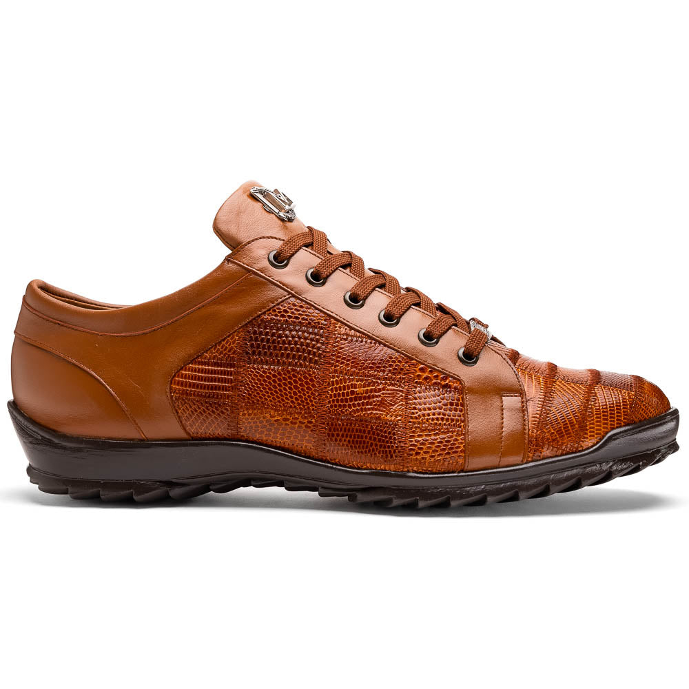 Marco Di Milano Bari Patchwork Lizard Sneakers in Cognac - 10.5
