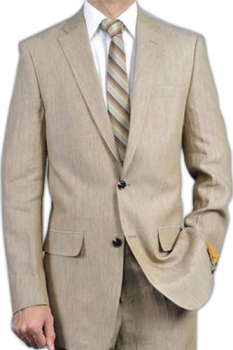 Mens Big and Tall Linen Suits -Beige Summer Fabric Suit - 38 Short Jacket+32 Waist Adjustable 28to34)(Height: 5’4”to5’7”)(Neck 15-16.5)S-M)ggg
