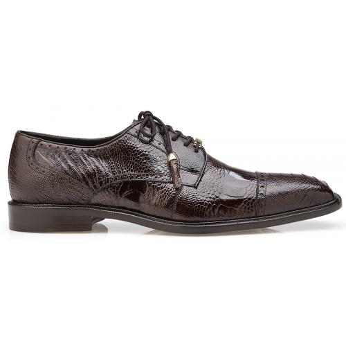 Belvedere Batta Chocolate All-Over Genuine Ostrich Lace-Up Shoes - 6