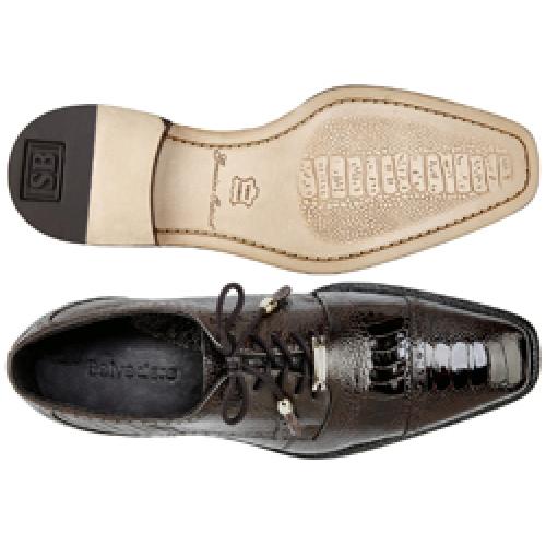 Belvedere Batta Chocolate All-Over Genuine Ostrich Lace-Up Shoes - 6