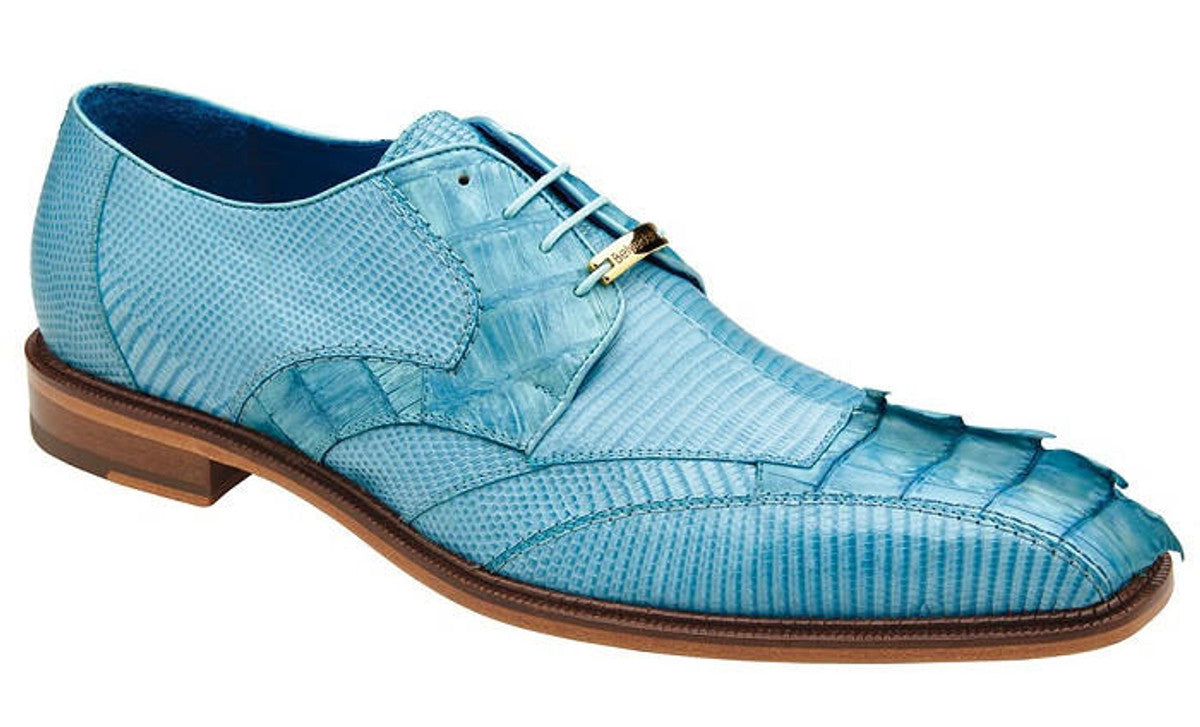 Belvedere Blue Crocodile Lizard Skin Mens Shoes Valter - 9 M