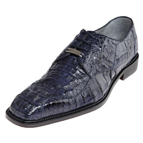 Belvedere Chapo Navy All-Over Genuine Hornback Crocodile Shoes - 9