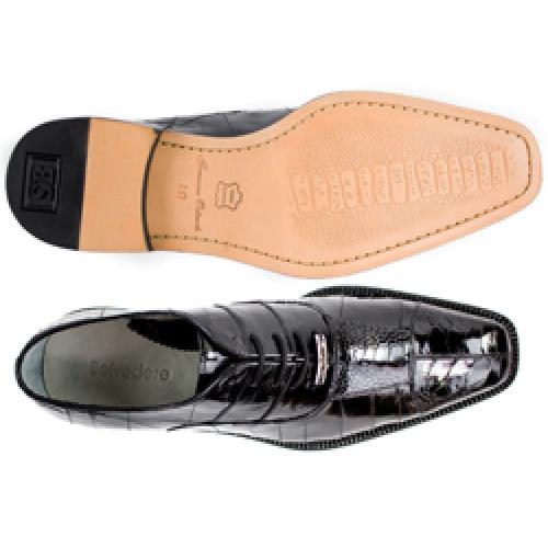 Belvedere Mare Black Genuine Eel And Ostrich Leg Shoes - 9