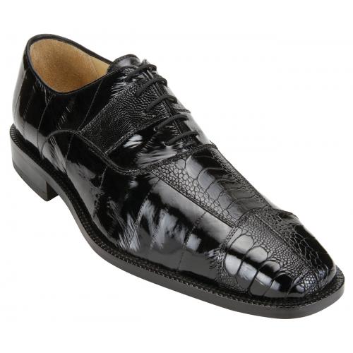 Belvedere Mare Black Genuine Eel And Ostrich Leg Shoes - 9