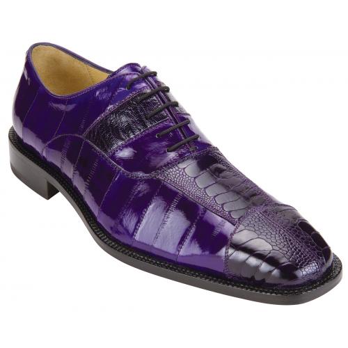 Belvedere Mare Purple Genuine Eel  Ostrich Leg Shoes - 6