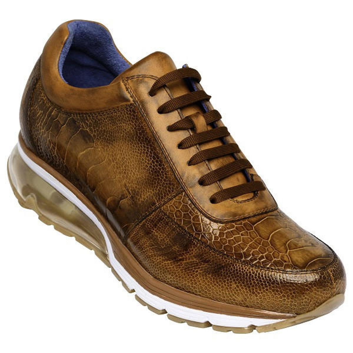 Belvedere Todd Men's Shoes Antique Brandy Exotic Genuine Ostrich Casual Sneakers - 6