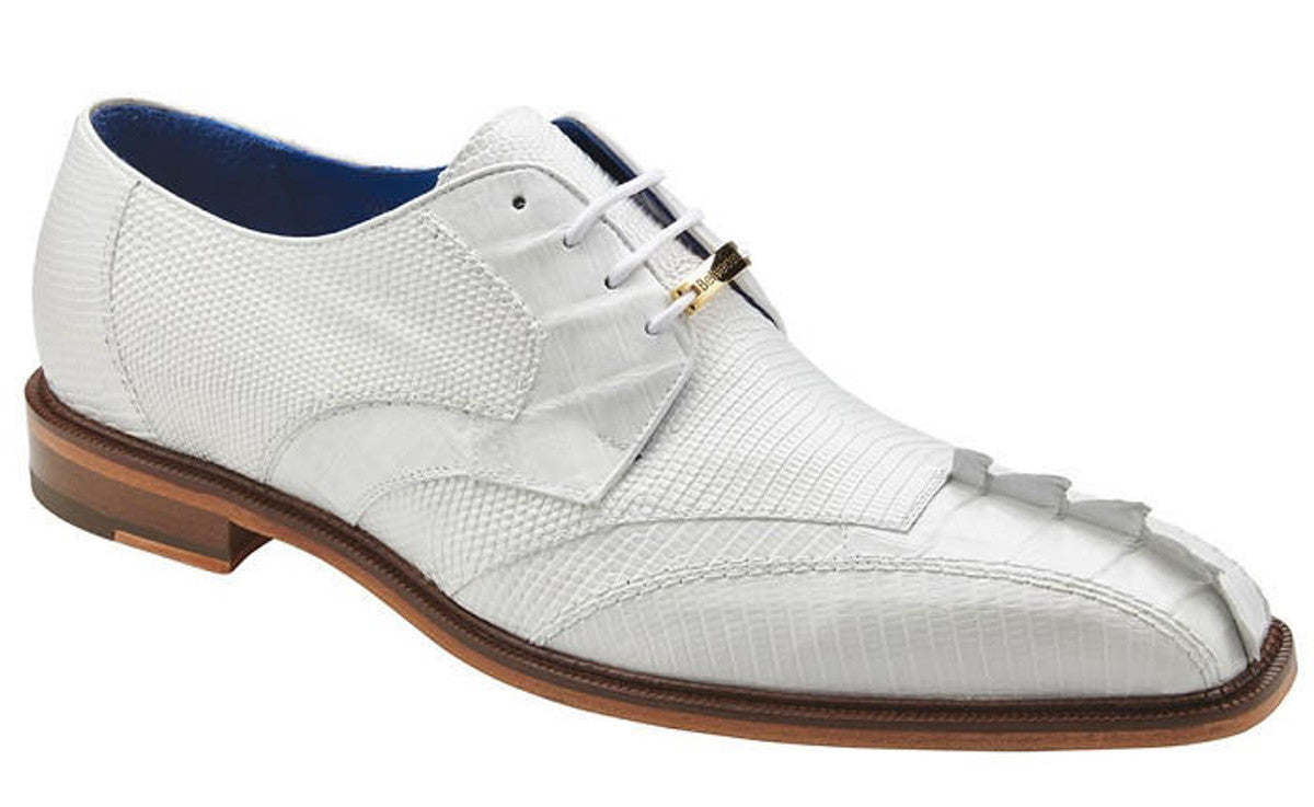 Belvedere White Crocodile Lizard Skin Mens Shoes Valter - 9 M