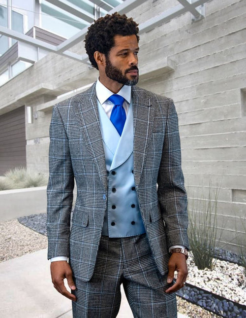 Vibrant Men's 3 PiecePurple Wool Suit 100% Luxury Wool Statement