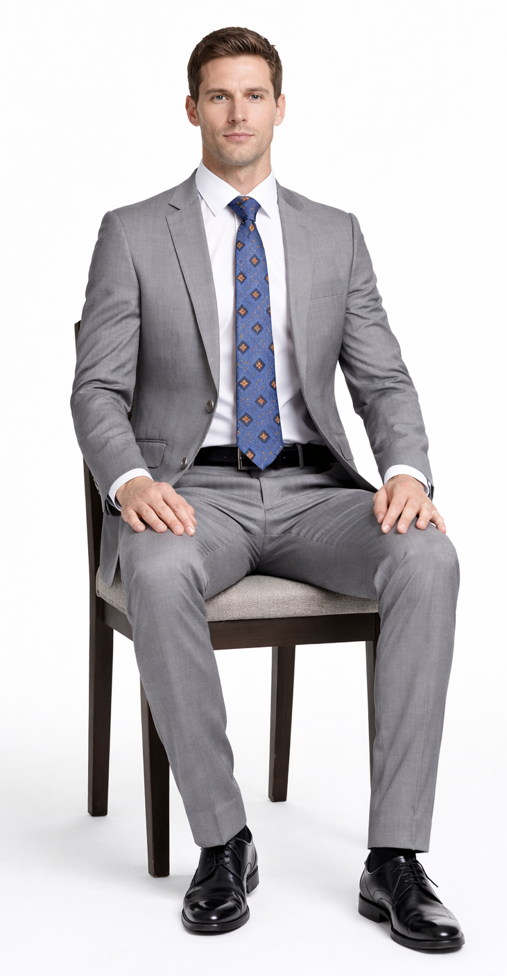 Bertolini 2Pc & 3PC Lt. Gray Two-button Wool & Silk Blend Suit - 36 Short