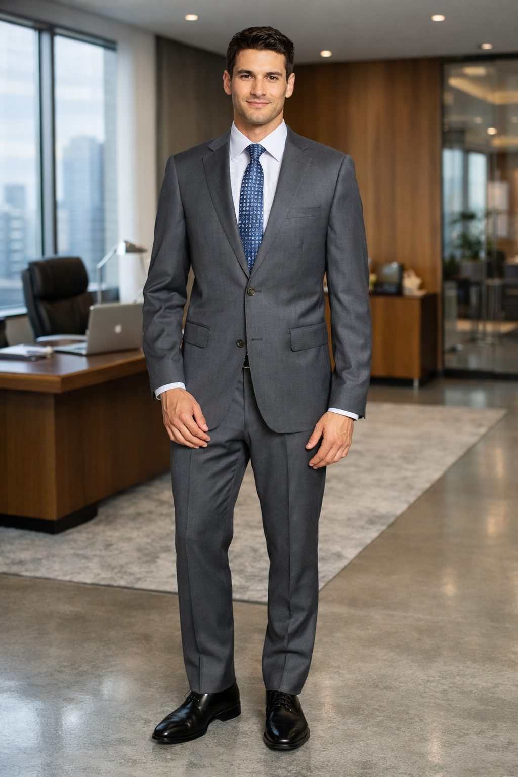 Bertolini 2PC Gray Two-button Suit Wool & Silk - 34 Short or Extra Small