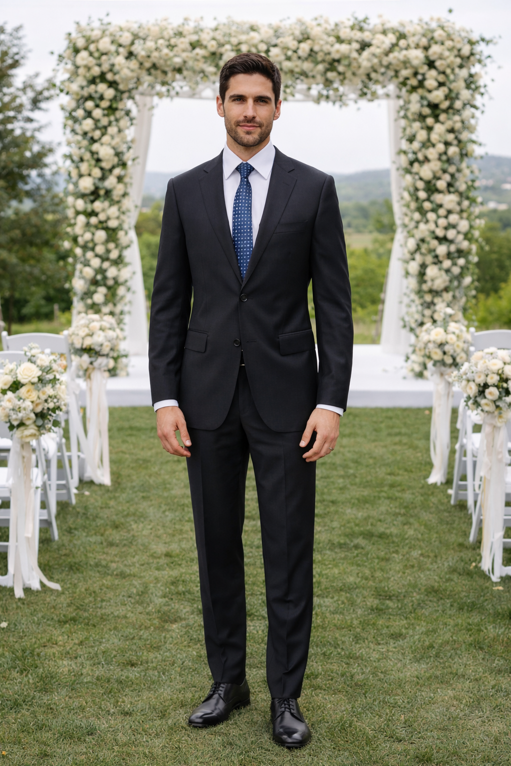 Bertolini 3Pc Wool & Silk Solid Black Suit - 34 Short or Extra Small