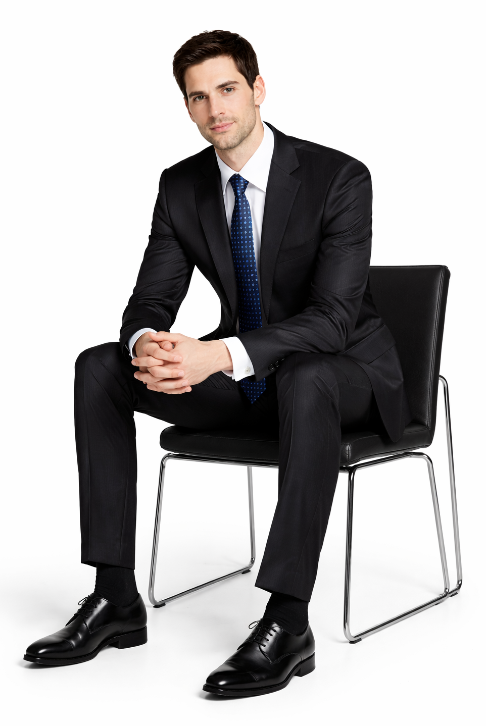 Bertolini 3Pc Wool & Silk Solid Black Suit - 34 Short or Extra Small