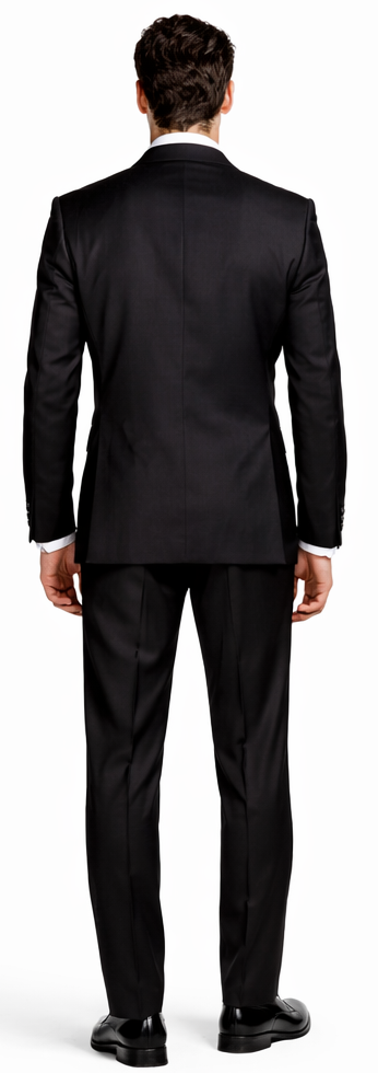 Bertolini Wool & Silk 2Pc 2 Buttons Black or Charcoal - 34 Short or Extra Small