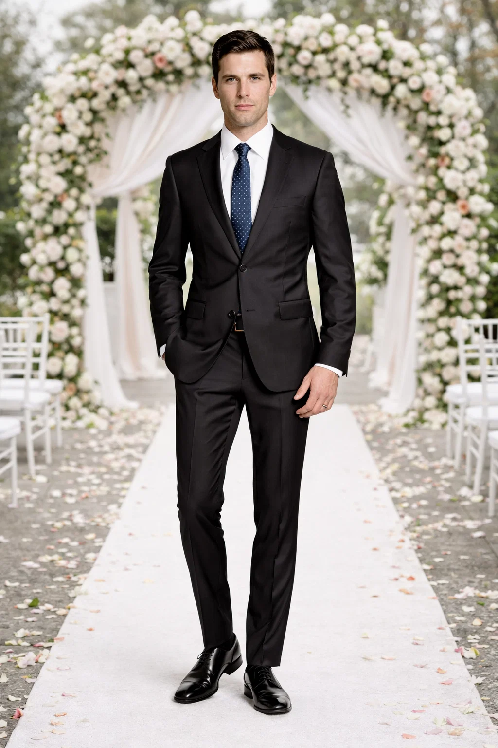 Bertolini Wool & Silk 2Pc 2 Buttons Black or Charcoal - 34 Short or Extra Small