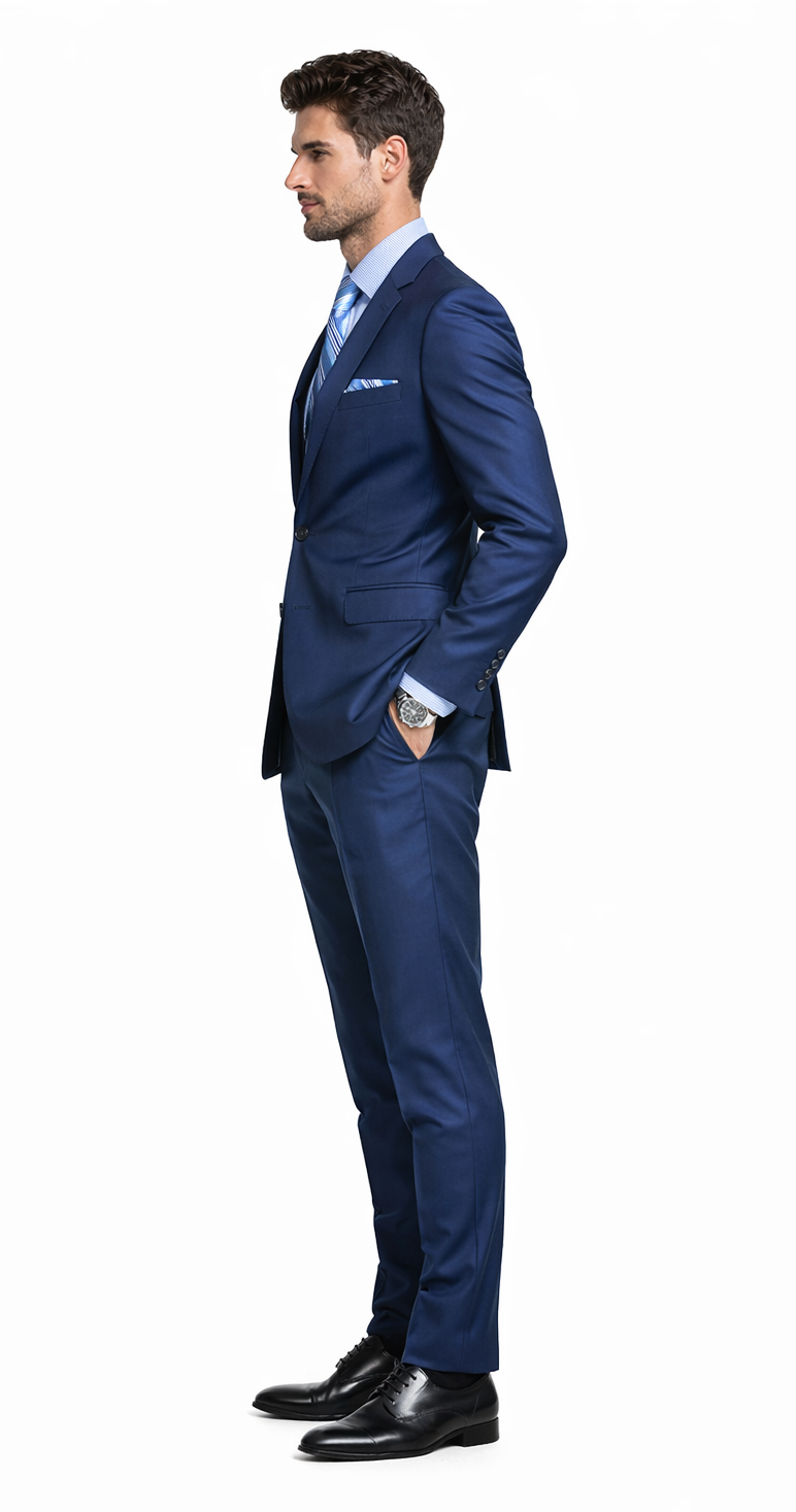 Bertolini Wool & Silk 2Pc French Blue Suit - 34 Short or Extra Small