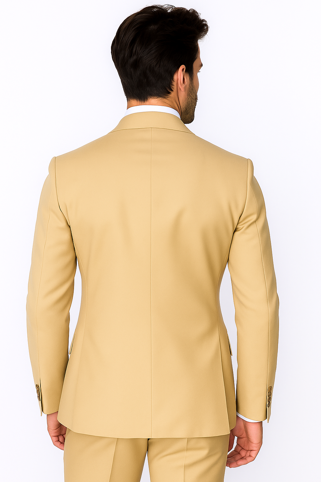 Best Mens Designer Modern Fit Double Breasted Wool Suit with Gold Buttons in Camel  - For Men  Fashion Perfect For Wedding or Prom 2026 or Business  or Church - New Arrival