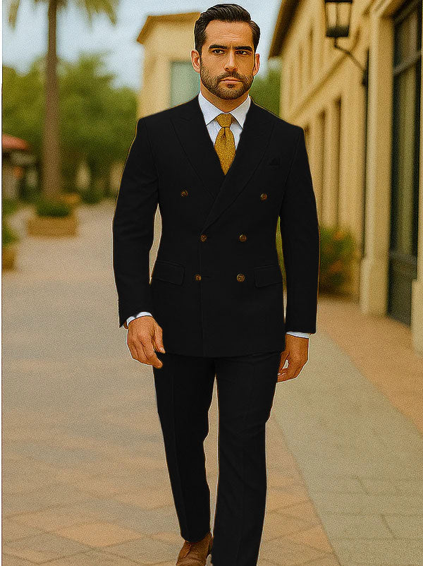 Double Breasted Suit Black