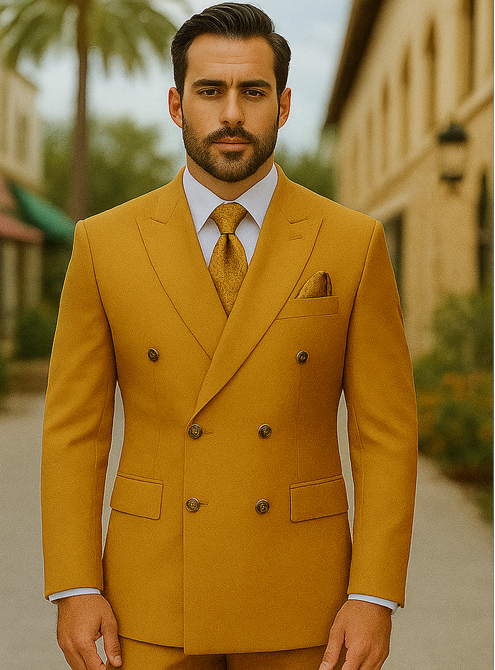 Double Breasted Suit Khaki