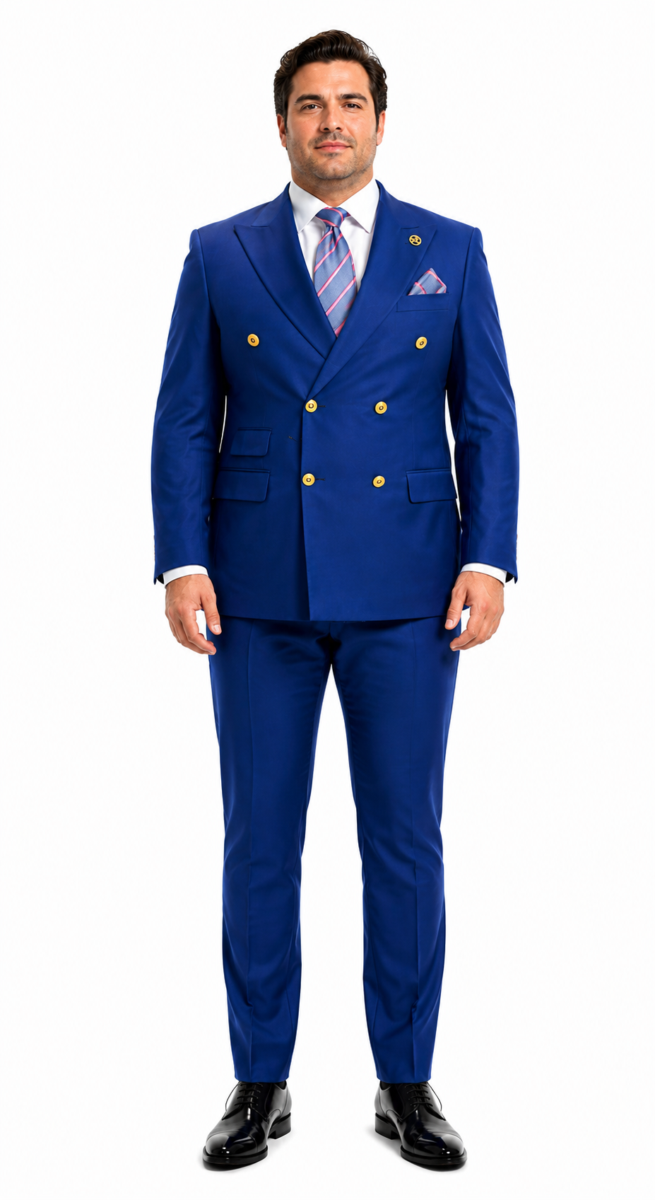 Best  Mens Designer Modern Fit Double Breasted Wool Suit with Gold Buttons in Midnight Blue - For Men  Fashion Perfect For Wedding or Prom 2026 or Business  or Church