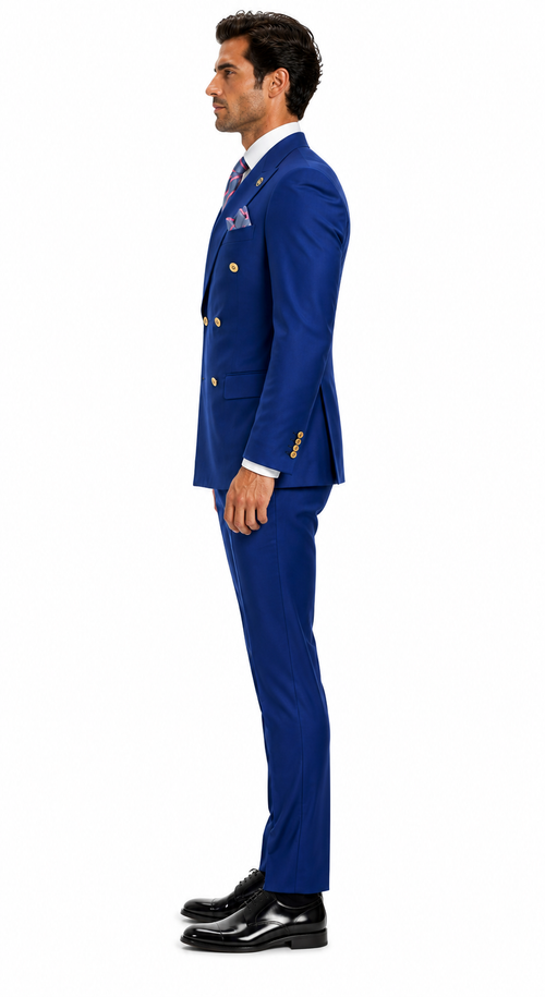 Best  Mens Designer Modern Fit Double Breasted Wool Suit with Gold Buttons in Midnight Blue - For Men  Fashion Perfect For Wedding or Prom 2026 or Business  or Church