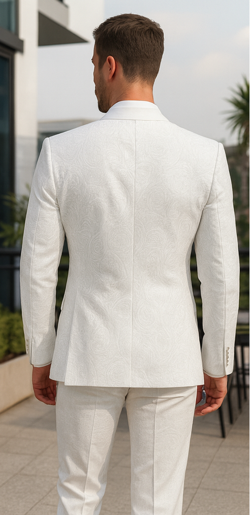 Best  Mens Slim Fit Swirl Paisley Prom 2026 Tuxedo Dinner Jacket in White  - For Men  Fashion Perfect For Wedding or Prom 2026 or Business  or Church