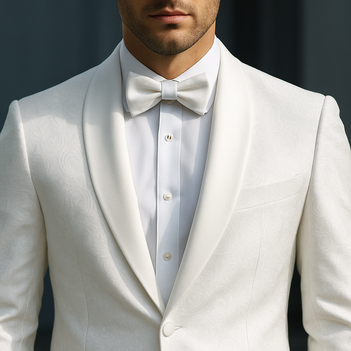 Best  Mens Slim Fit Swirl Paisley Prom 2026 Tuxedo Dinner Jacket in White  - For Men  Fashion Perfect For Wedding or Prom 2026 or Business  or Church