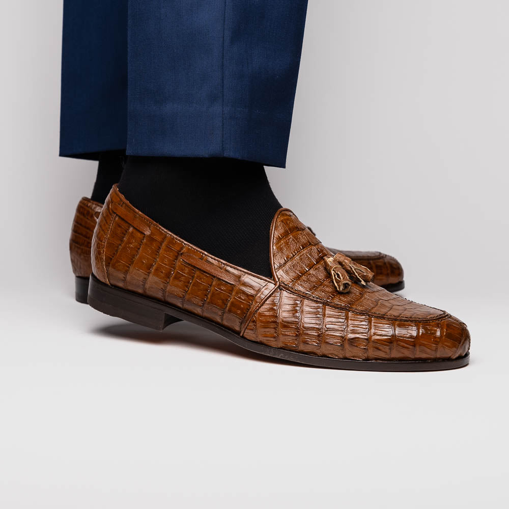 Marco Di Milano Bianchi Bay Apache Caiman Crocodile Tassel Loafers - 8