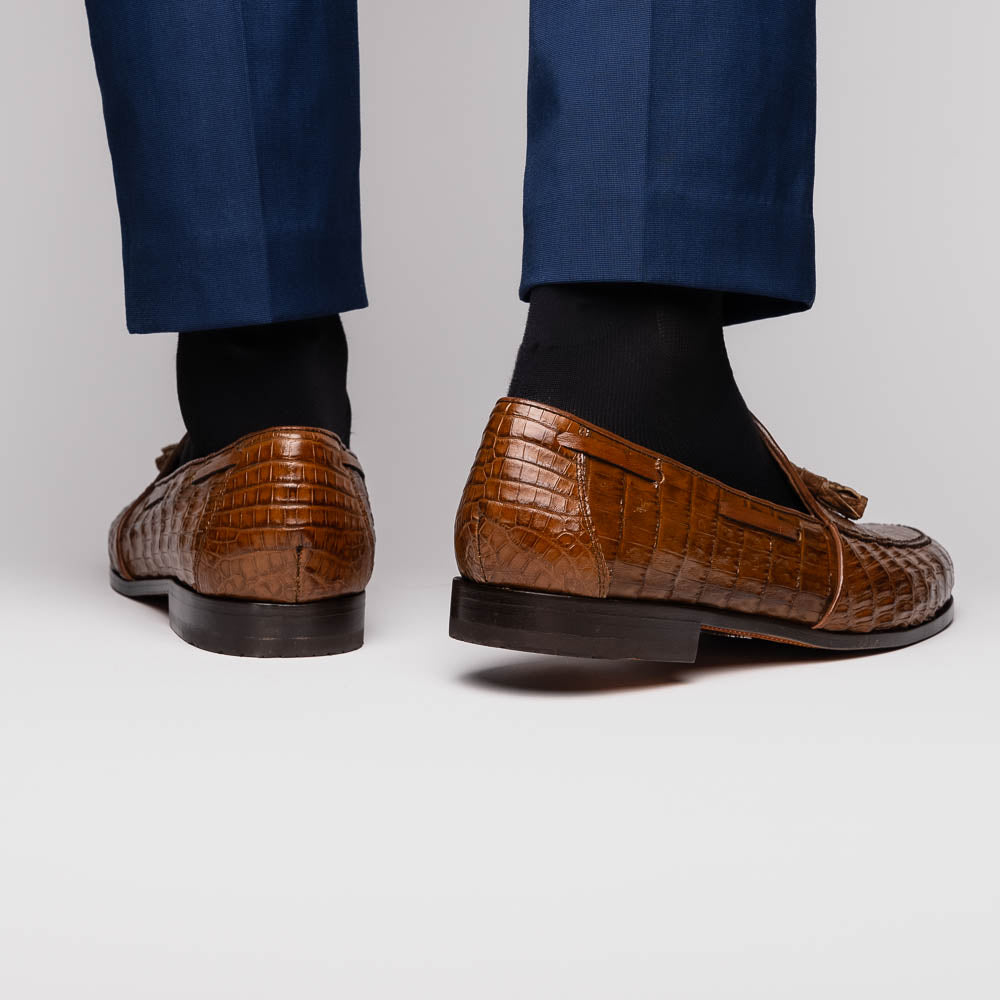Marco Di Milano Bianchi Bay Apache Caiman Crocodile Tassel Loafers - 8