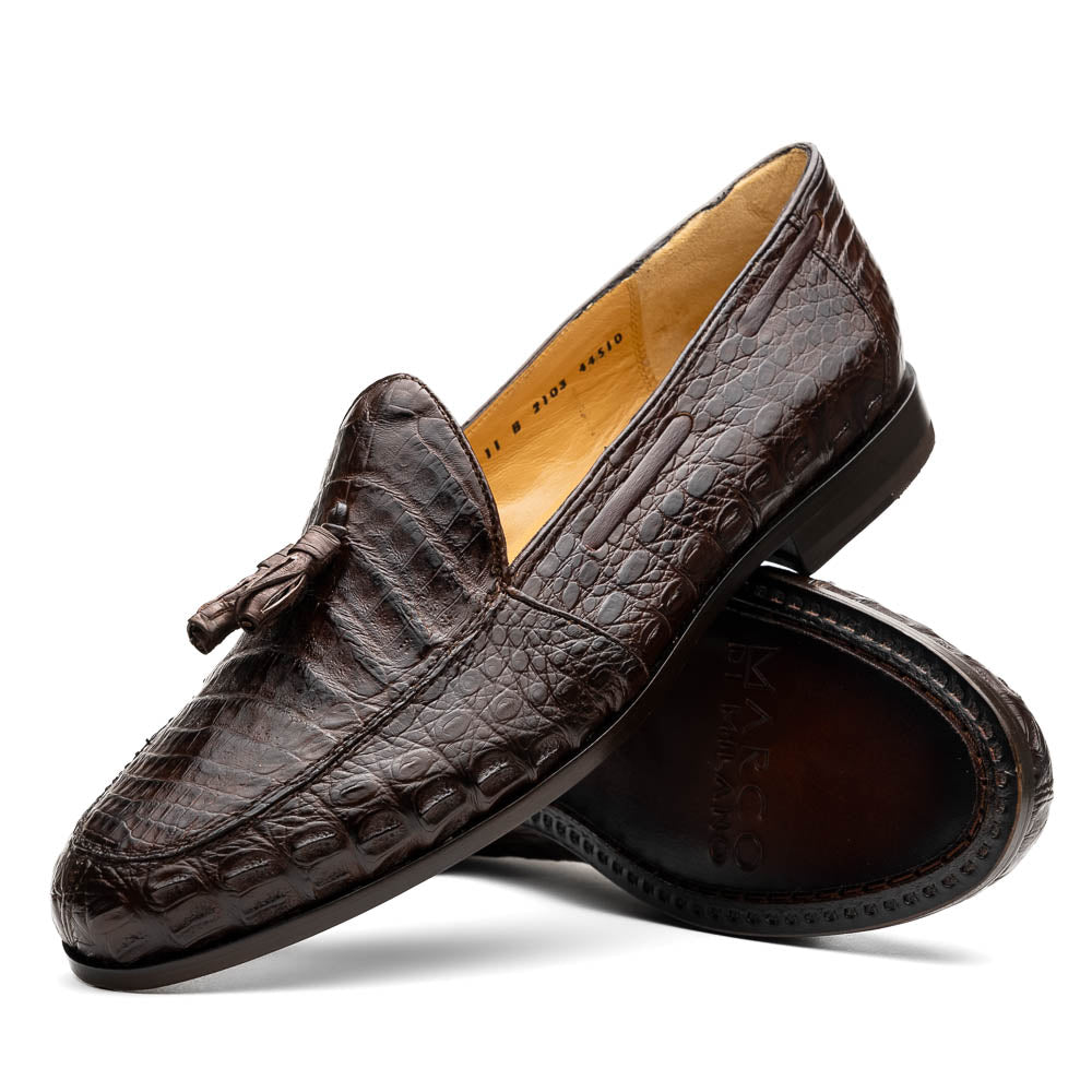 Marco Di Milano Bianchi Brown Caiman Crocodile Tassel Loafers - 8