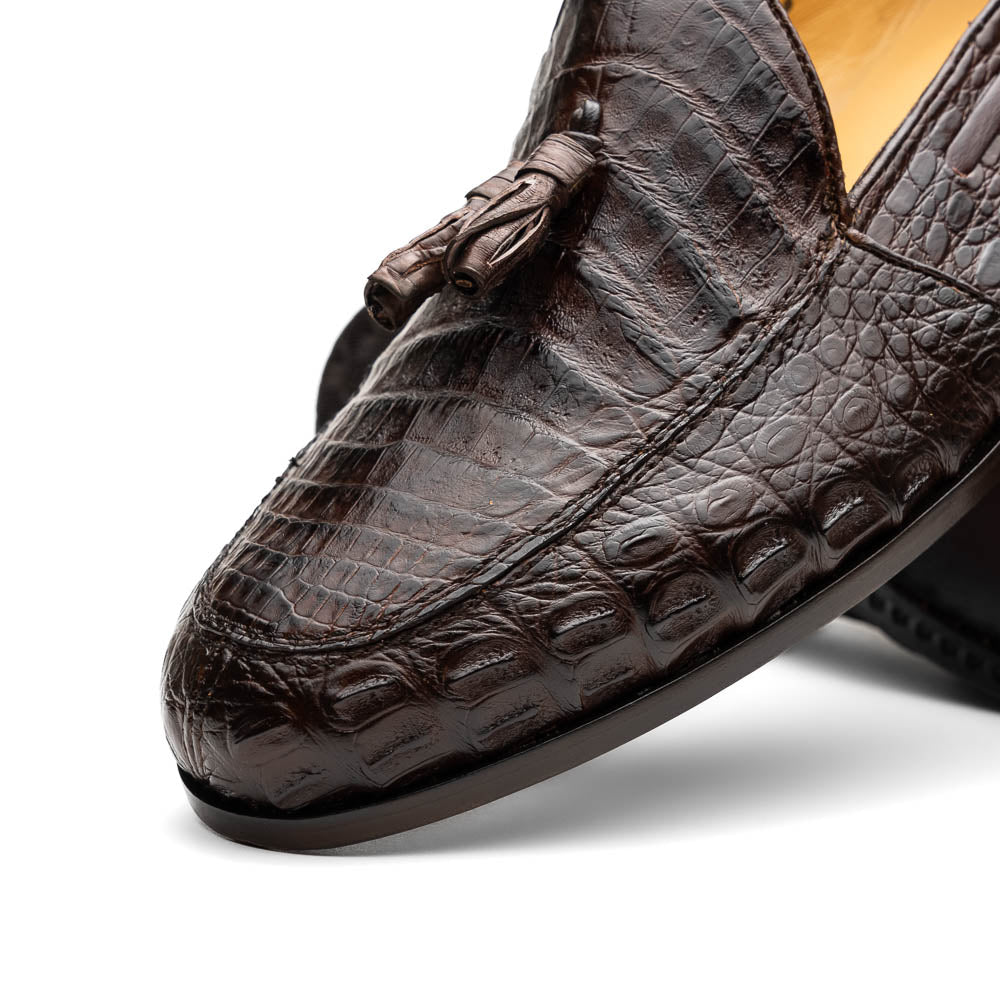 Marco Di Milano Bianchi Brown Caiman Crocodile Tassel Loafers - 8