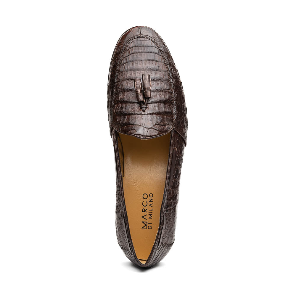 Marco Di Milano Bianchi Brown Caiman Crocodile Tassel Loafers - 8