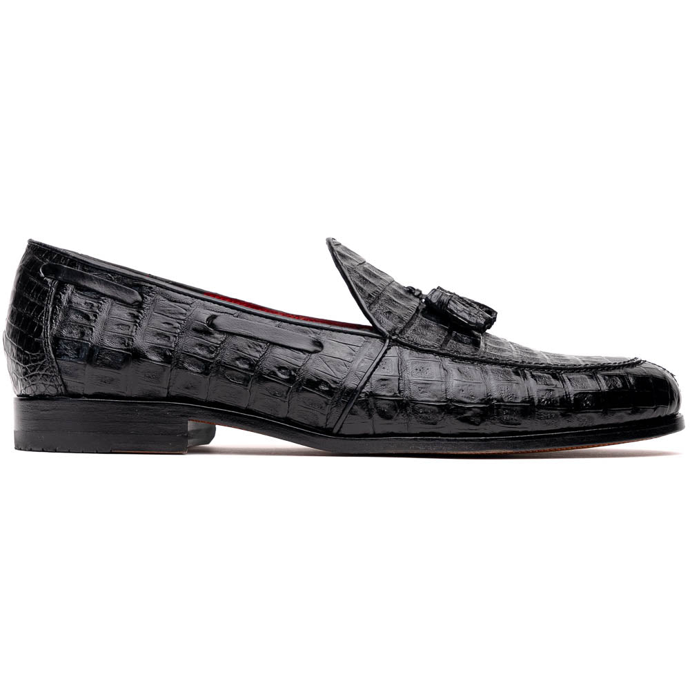 Marco Di Milano Bianchi Black Caiman Crocodile Tassel Loafers - 8