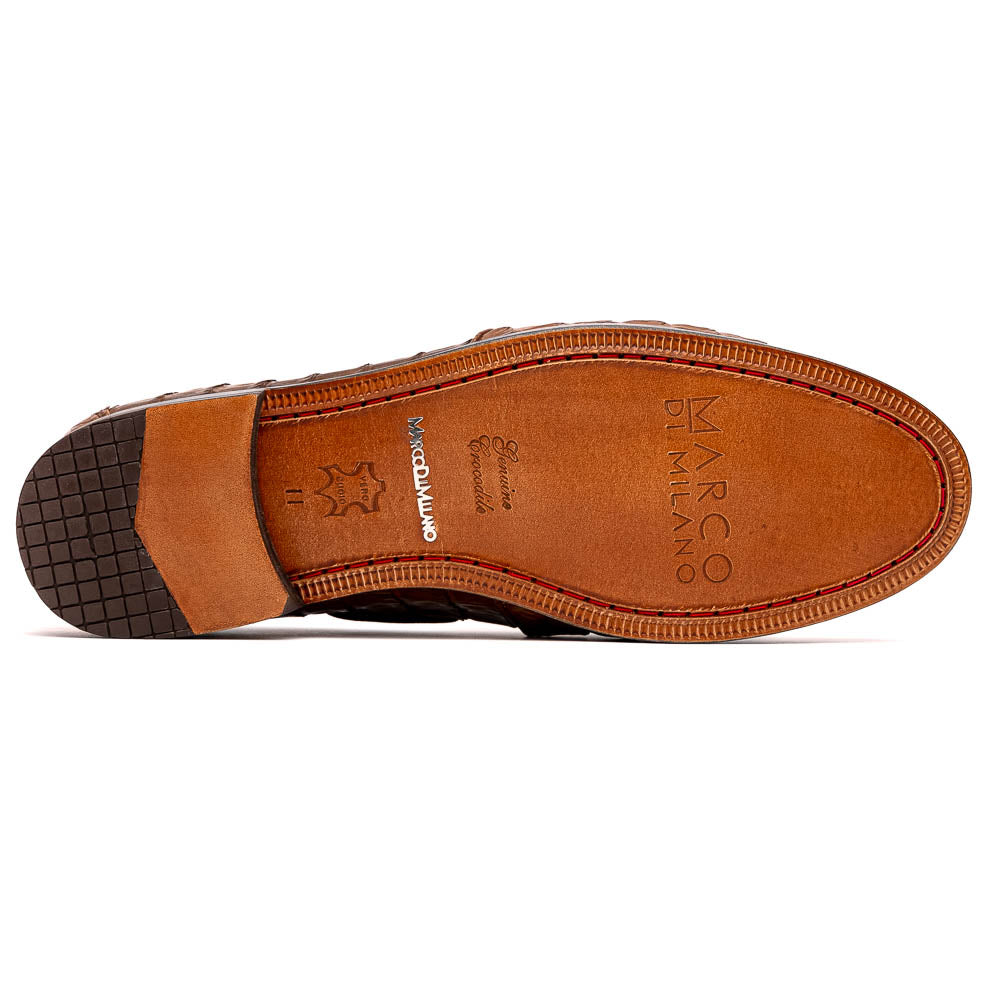 Marco Di Milano Bianchi Bay Apache Caiman Crocodile Tassel Loafers - 8