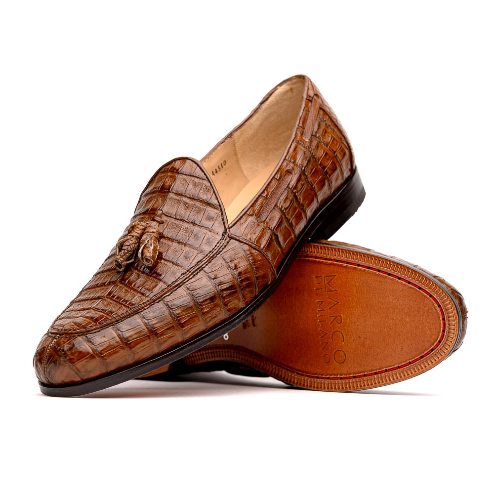 Marco Di Milano Bianchi Bay Apache Caiman Crocodile Tassel Loafers - 8