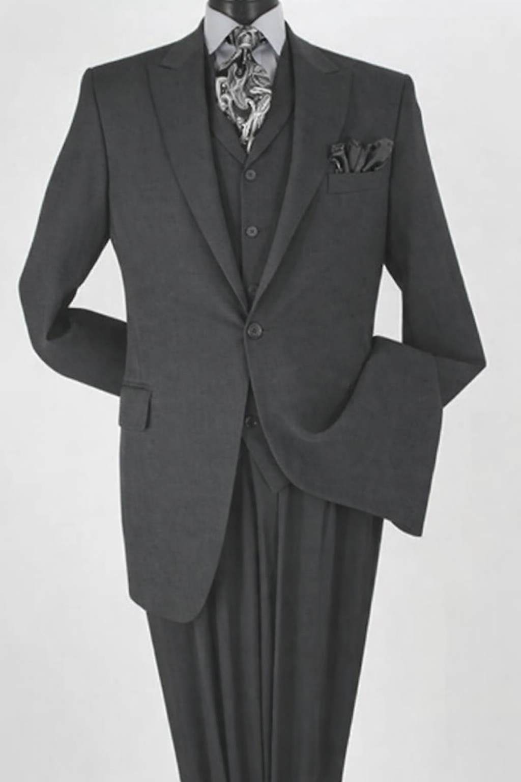 Big and Tall Business Suits - Suits For Big Man - Large Men's Black Vested Suits - 38 Short Jacket+32 Waist Adjustable 28to34)(Height: 5’4”to5’7”)(Neck 15-16.5)S-M)ggg