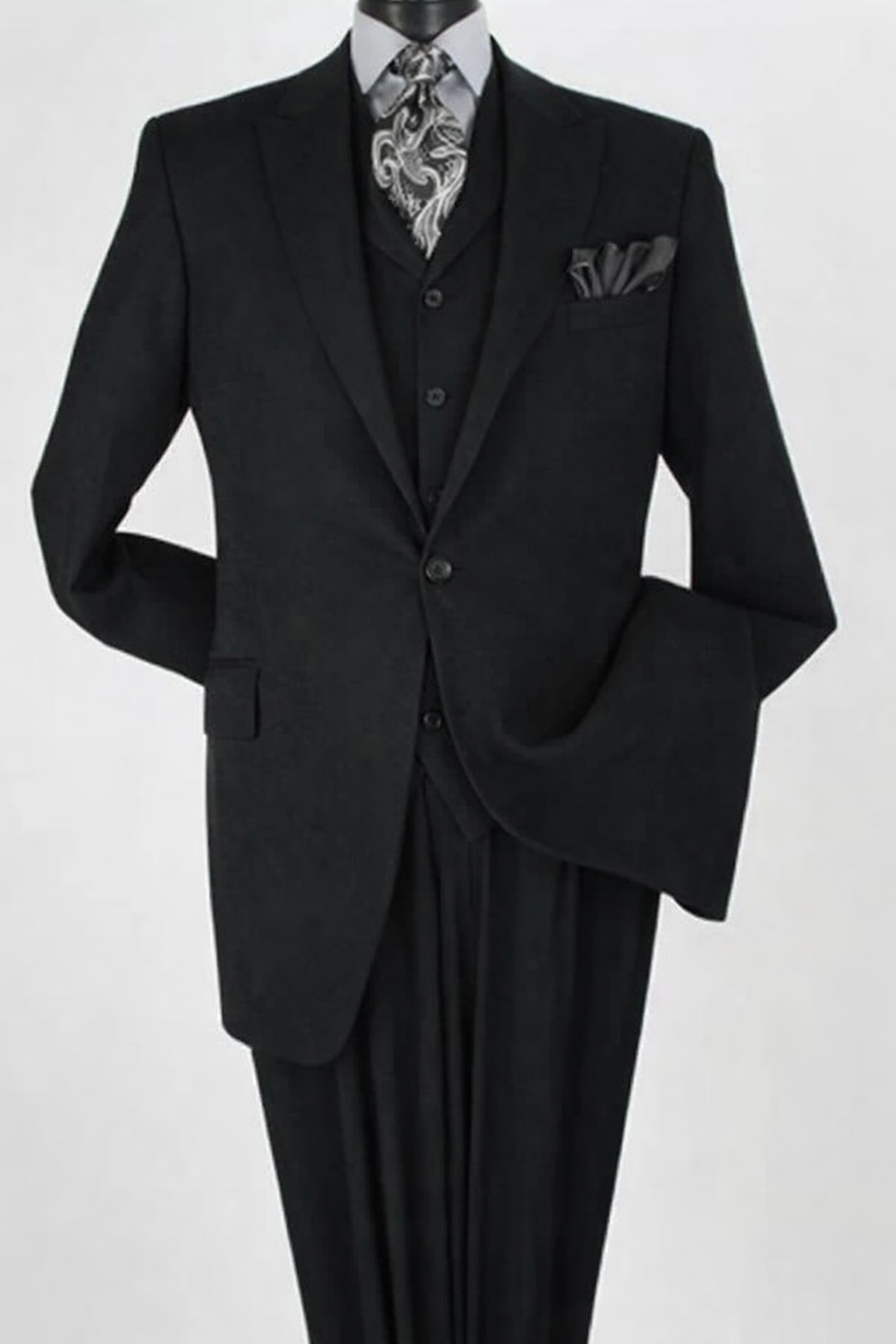 Big and Tall Business Suits - Suits For Big Man - Large Men's Black Vested Suits - 38 Short Jacket+32 Waist Adjustable 28to34)(Height: 5’4”to5’7”)(Neck 15-16.5)S-M)ggg