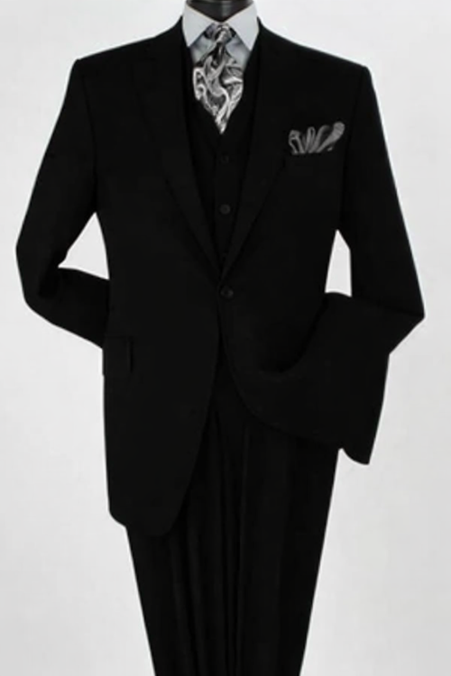 Big and Tall Business Suits - Suits For Big Man - Large Men's Black Vested Suits