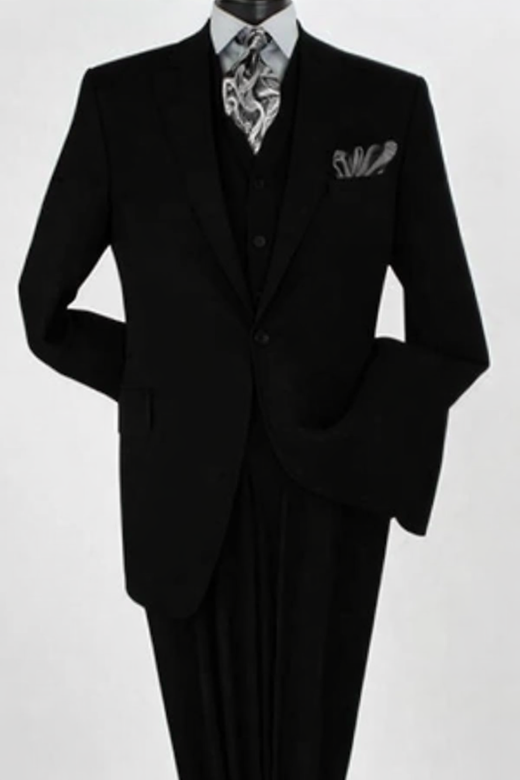 Big and Tall Business Suits - Suits For Big Man - Large Men's Black Vested Suits