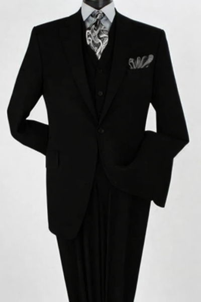 Big and Tall Business Suits - Suits For Big Man - Large Men's Black Vested Suits
